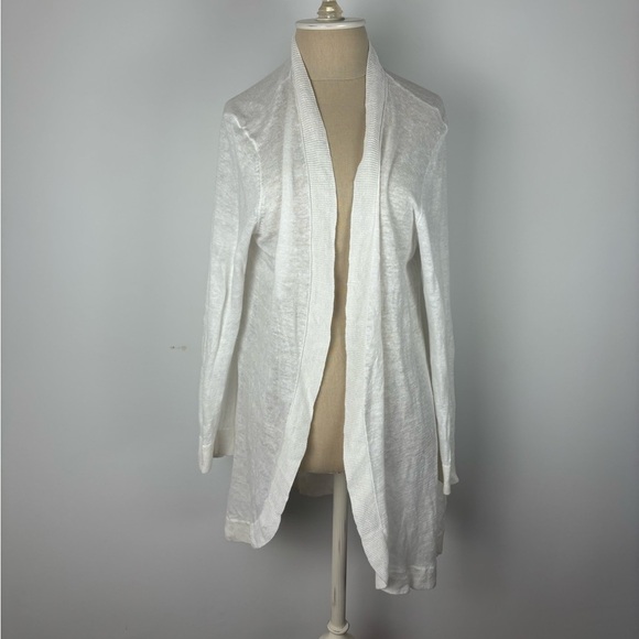 Talbots Cardigan Open Front Off White Linen Petites L - Picture 1 of 6